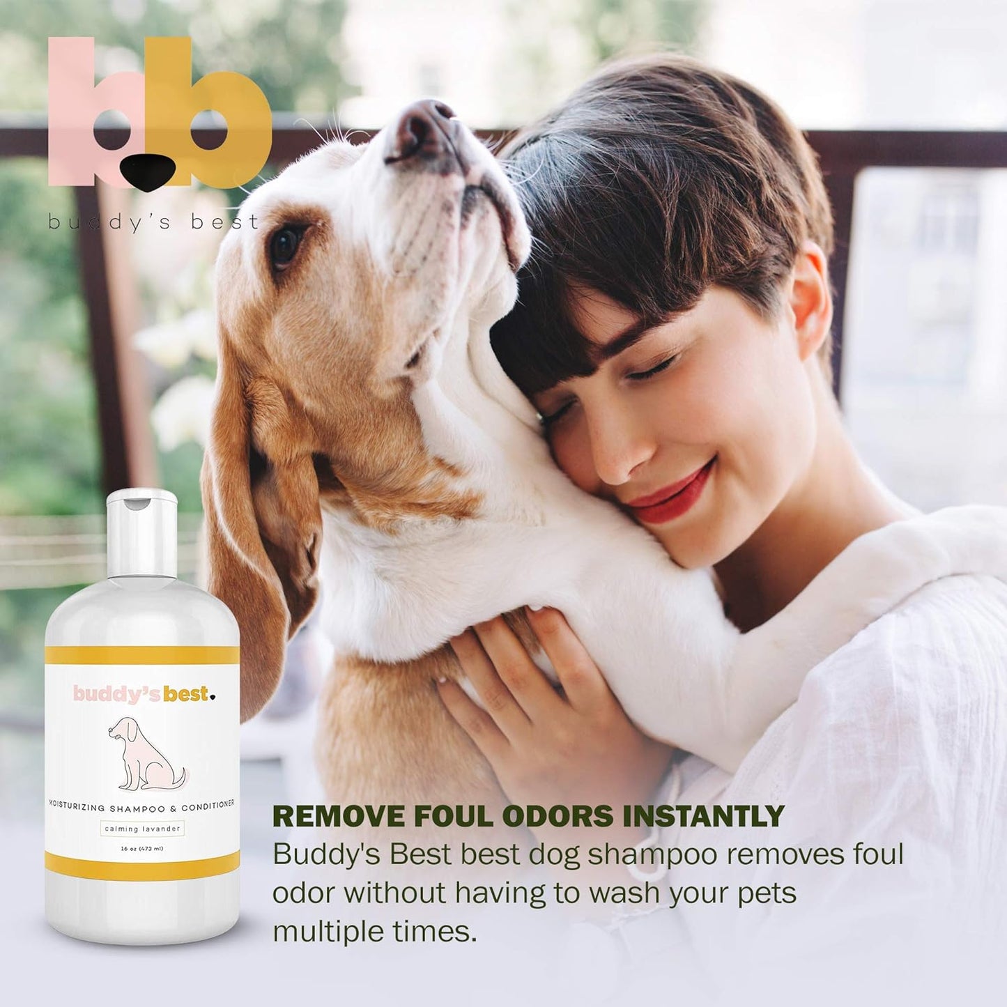 Buddy‘s Best Premium Oatmeal Dog Shampoo – Calming Lavender for Smelly Dogs (16 oz)