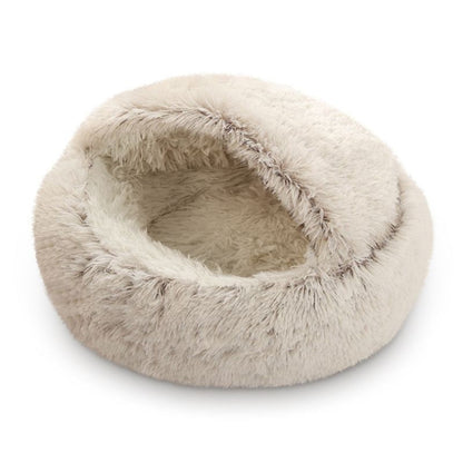 Plush Hooded Small Pet Cave Bed – Calming, Cozy & Washable 16"