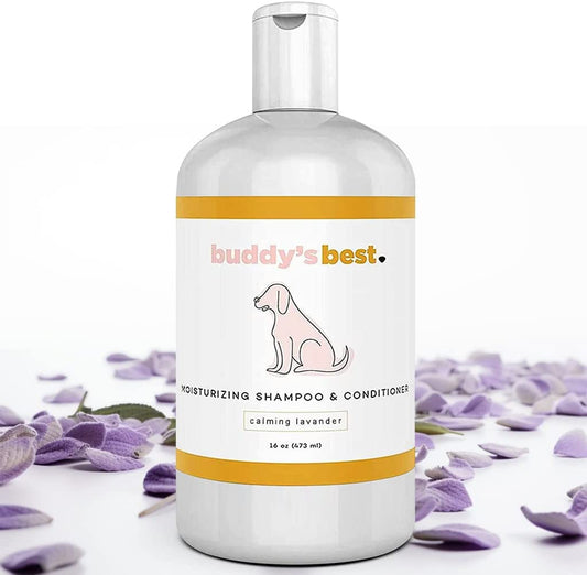 Buddy‘s Best Premium Oatmeal Dog Shampoo – Calming Lavender for Smelly Dogs (16 oz)