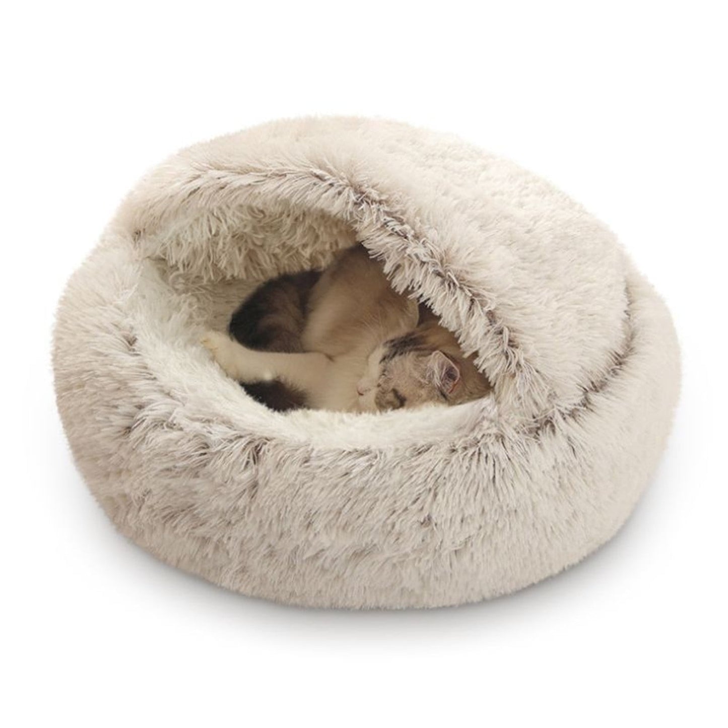 Plush Hooded Small Pet Cave Bed – Calming, Cozy & Washable 16"