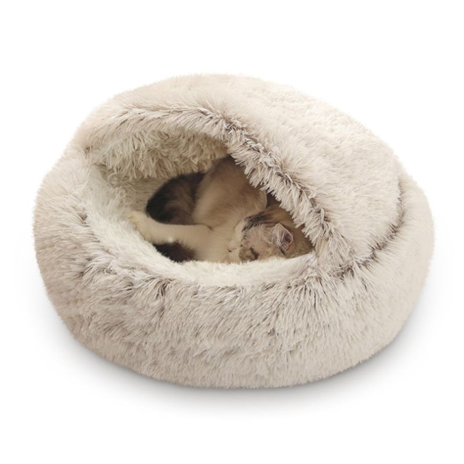 Plush Hooded Small Pet Cave Bed – Calming, Cozy & Washable 16"