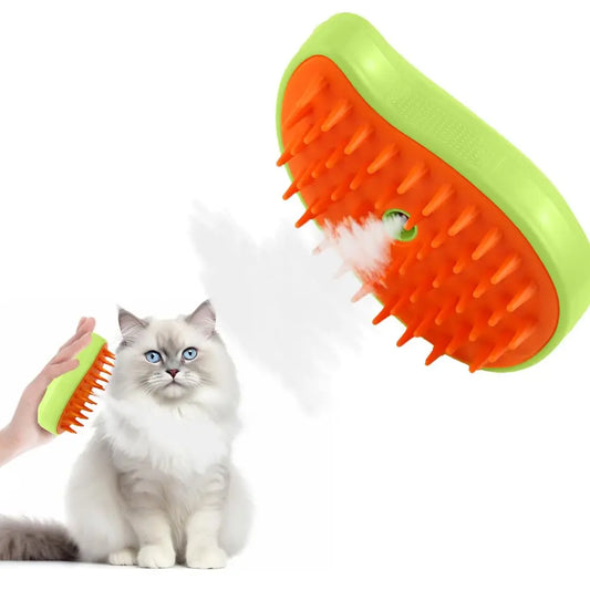 Steamy Pet Grooming Comb – Electric 3-in-1 Brush for Cats & Dogs