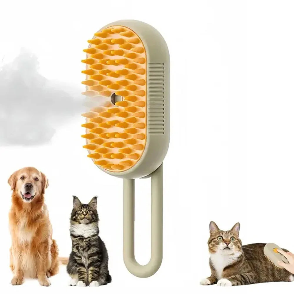 Steamy Pet Grooming Comb – Electric 3-in-1 Brush for Cats & Dogs