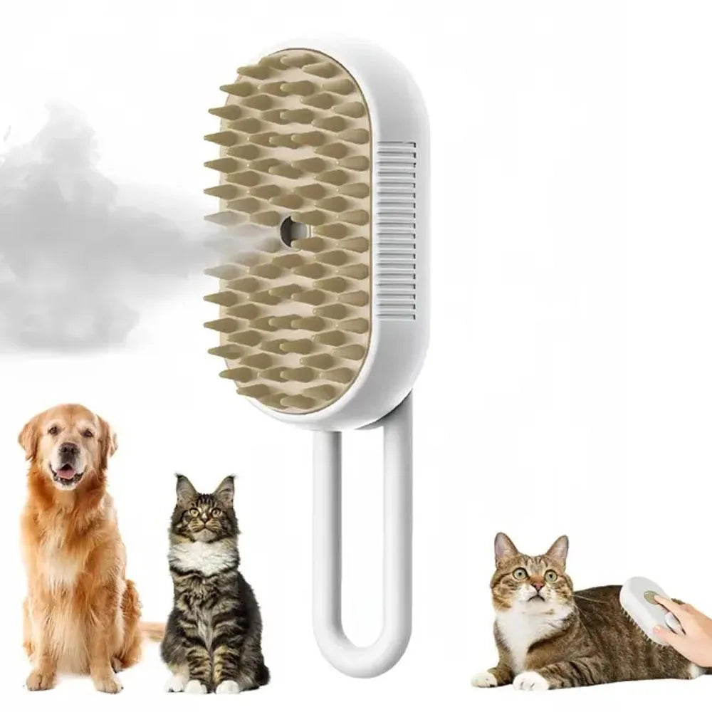 Steamy Pet Grooming Comb – Electric 3-in-1 Brush for Cats & Dogs