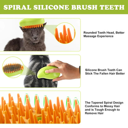Steamy Pet Grooming Comb – Electric 3-in-1 Brush for Cats & Dogs