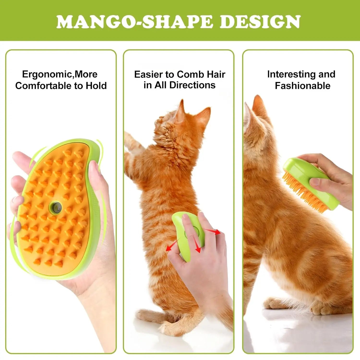 Steamy Pet Grooming Comb – Electric 3-in-1 Brush for Cats & Dogs