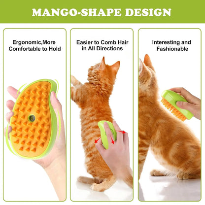 Steamy Pet Grooming Comb – Electric 3-in-1 Brush for Cats & Dogs