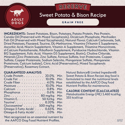 Limited Ingredient Grain-Free Dog Food – Sweet Potato & Bison, 12 lb