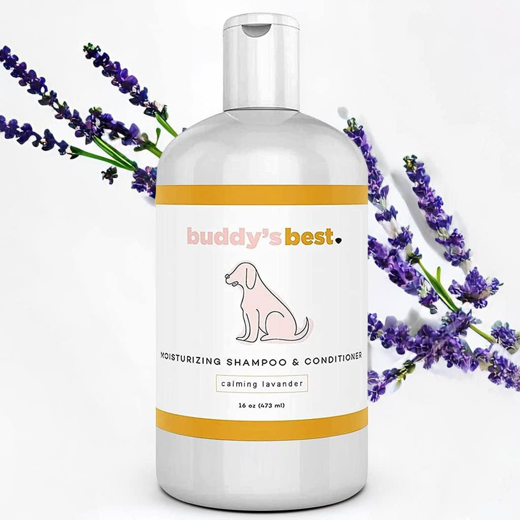 Buddy‘s Best Premium Oatmeal Dog Shampoo – Calming Lavender for Smelly Dogs (16 oz)
